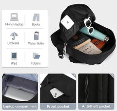 Medium Waterproof Backpack for Girls & Women, School College Bag, (BLACK)