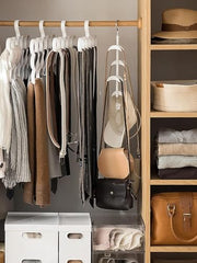 AUGEN Purse Hanger for Closet - 360° Rotating Handbag Hanging Hook Bag Storage Space Saver with 4 Hooks, Hanging Organizer for Scarf Handbag Belt (Pack of 1, Black)