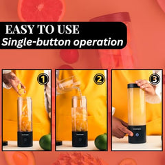 InstaCuppa Portable Blender Bottle, Long Lasting 6000 mAh Battery with Fast Charging, LED Display for Battery Status & 40-Second Blend Timer, Sipper Lid & Detachable Bottom Cap, 230 Watts, 600 ML