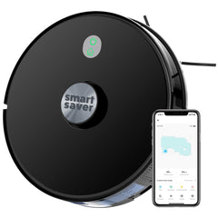Smart Saver Vacuum Robot Cleaner – Advanced LDR Laser Navigation, 4500 PA Suction, 3-Level Adjustment, No-Go Zone, 280ml Electric Water Tank, 480ml Dust Box, Breakpoint Resume