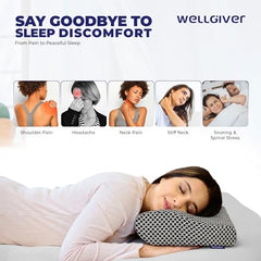 WELLGIVER Cervical Butterfly Pillow | Orthopedic Memory Foam for Neck & Shoulder Pain | Ergonomic Contour Design | Dual Height Support | Side Sleeper Pillow with Arm Rest - Pack of 1