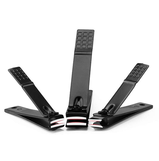 SYGA Nail Pack of 3 Clipper Set - Premium Black Stainless Steel Deluxe Fingernail and Toenail Clipper Cutter