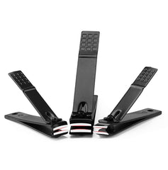 SYGA Nail Pack of 3 Clipper Set - Premium Black Stainless Steel Deluxe Fingernail and Toenail Clipper Cutter