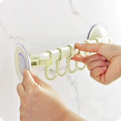 SYGA Strong Suction Cup Lock Button Type Kitchen Bathroom Hanging 6 Hooks for Wall Corner Mounted Hanger Holder Household Supplies_Green