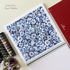 MENORAH - Artist Square Sketch Book - 180 GSM - Square Drawing Book - (100 Pages/50 Sheets) - Hard Metal Spiral Bound - (15.0 cm x 15.0 cm) - Pink