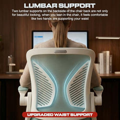 DROGO Comfortwing Premium Ergonomic Office Chair for Work from Home, High Back Computer Chair with Breathable Mesh, Armrest, Adjustable Seat, Rocking & Winged Back | Mesh Chair for Office (White/Blue)
