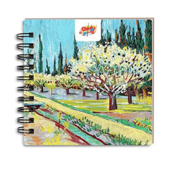 The Crafthives Van Gogh Starry Night Pocket Sketchbook | Wooden Hardcover Mini Art Book | 250 GSM Paper | Spiral Bound Travel Sketch Pad for Watercolour & Mixed Media