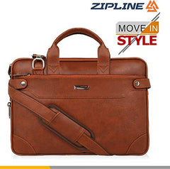 Zipline Laptop bags for men office use | Faux Leather Laptop Bag for Man - Fits 14/15.6/16 inch Laptop, Macbook, Macbook Pro Messenger Bags for Mens (1-Tan Bag)