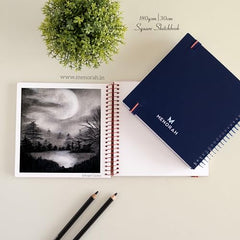 MENORAH - Artist Square Sketch Book - 180 GSM - Square Drawing Book - (100 Pages/50 Sheets) - Hard Metal Spiral Bound - (15.0 cm x 15.0 cm) - Pink