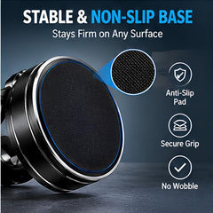 (1 Year Warranty) 360° N52 Strong Magnetic Vacuum Phone Holder, Strong Suction Mobile Mount for Car Dashboard, Windshield, Mirror & Smooth Surfaces, Hands-Free Universal Smartphone Holder - Black