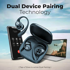 truke Newly Launched Buds Infinity Open Ear Wireless Earbuds with 70Hours of Playtime, 16mm Titanium Speaker, Quad Mic PureVoice™ ENC for Clear Calls, Dual Pairing, Fast Charging OWS - Royal Blue