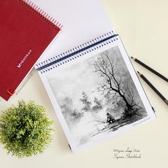 MENORAH - Artist Square Sketch Book - 180 GSM - Square Drawing Book - (100 Pages/50 Sheets) - Hard Metal Spiral Bound - (15.0 cm x 15.0 cm) - Pink