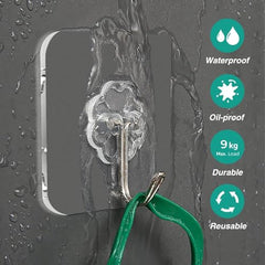 AATMDAY Self Adhesive Wall Hooks - Heavy Duty Wall Hooks for Hanging | Nail Free Sticky Hooks for Wall Heavy Items Without Drilling, Transparent Wall Hanger Hook