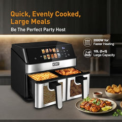 KENT Digital Air Fryer 5L | 1400W | Bake, Grill & Roast | Up to 80% Less Oil Usage | 8 Preset Menu | Rapid Heat Circulation | Digital Display & Touch Control Panel | Glass Window with in built Light