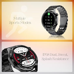 boAt Enigma Radiant Luxury Watch for Man w/1.43"(3.63 cm) AMOLED Display, AOD, Premium Metal Build, Round Dial, 200+Watch Faces, Upto 7 Days Battery Life, Fitness smartwatch for Men (Metal Black)