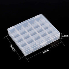 Syga Plastic White Transparent 25 Grid Storage Box with Bobbins