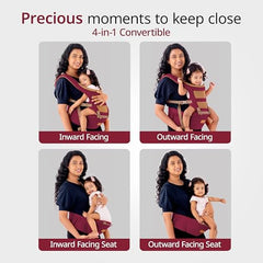 LuvLap Royal Hip Seat Baby Carrier with 4 Carry Positions, Baby Carrier with Hip seat for 6 to 24 Months Baby, Adjustable New-Born to Toddler Carrier, Max Weight Up to 15 Kgs (Black)