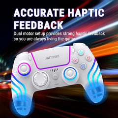 Ant Esports GP400 RGB 3-Mode Wireless Gaming Controller,1000Hz HallSense Precision Joysticks|PC,PS4,Android, iOS, Steam Deck & Switch |Bluetooth & 2.4GHz Wireless| Dual Vibration |Motion Control|White