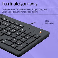 HP K100 Wired Keyboard, Quick, Comfy and Accurate, USB Plug & Play Setup,LED Indicators(7J4G1AA)