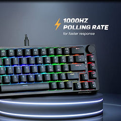 Cosmic Byte CB-GK-33 Astra Hot Swappable 67 Key Wired + Bluetooth Mechanical Keyboard, 1000Hz Polling Rate, Per Key RGB, Software Customization, Outemu Blue Switches (Black)