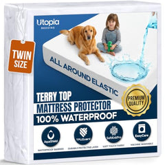 Utopia Bedding Waterproof Mattress Protector, Cotton Terry Fabric, King Size, Brown, Breathable & Elastic Fitted