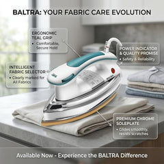 Baltra Casual 750 Watts Dry Iron | Non Stick Coated Soleplate | Light Weight | Adjustable Temperature Control | Cotton Braided Swivel Cord | Press Iron for Clothes | 2 Years Warranty