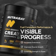 Nutrabay Pure Series Micronised Creatine Powder Monohydrate, Pre/Post Workout Bodybuilding, Crossfit Supplement, 250 g (Unflavoured)