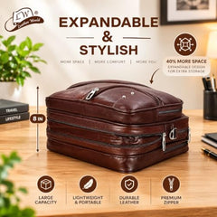 Leather World Vegan Leather 15.6 Inch Laptop Office Briefcase Messenger Bag Satchel for Men and Women, with Adjustable Strap and Expandable Bottom (Brown)