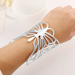 SYGA Metal Hollow Butterfly Bracelet Open Wide Bracelet Hollow Bracelet for Girl, Party, Holiday, Beach Accessories - Gold