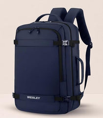 Wesley Luxur 45 Ltrs Overnighter Expandable Travel Laptop Backpack, Flight Cabin Approved Carry On with 16 inch Laptop Compartment, Anti Theft feature business/Travel/Weekender/college Charcoal Black