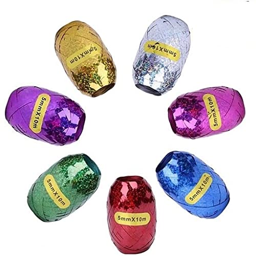 SYGA 7 Pack Balloon Curling Ribbon Metallic Roll Gift Wrapping Balloon Curling Ribbon for DIY Crafts Wedding Birthday Christmas New Year Party Decoration (Mixed Color)
