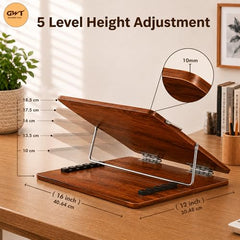 Premium Foldable Laptop Table with Adjustable Angle for Home, Study & Office Use (White, 15x21, Wooden)