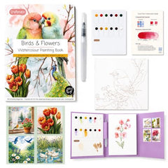 CRAFTMATE Pocket Watercolor Painting Book | Paint with Water Coloring Books for Teens and Adults | Travel Arts and Crafts Kit for Kids and Adults