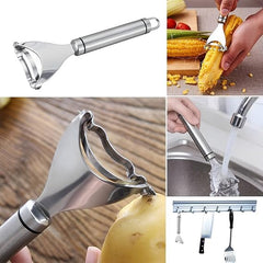 MOMISY Stainless Steel Corn Peeler, Stripper, Remover, Cutter, Vegetable and Fruit Peeler, Corn Threshing Peeler (SS 304, 18.8 cm)