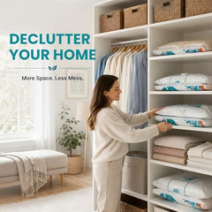 The Better Home Vacuum Storage Bags Medium Size with Hand Pump (Pack of 5) | 70x50cm Fresh, Odor-Free Compression Bags for Clothes, Blankets & Bedding | Space Saver Airtight Storage Organizer