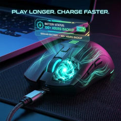 Offbeat Ivy Blutooth 5.2 + 2.4Ghz Wireless Gaming Mouse | Triple Device connectivity | 5000 DPI 1000 hz pollinng Rate 6D Button | 600 mAh Battery 100 Hours Playtime | Silent Click (Black)