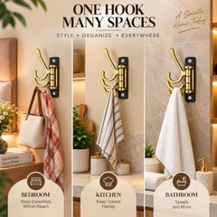 iSTAR Wall Hooks for Hanging | Flexible 4 Pin Hooks Bathroom Cloth Hanger Wall Hook Door Robe Hooks for Hanging Keys, Clothes, Towel (Rose Gold, Pack of 3)