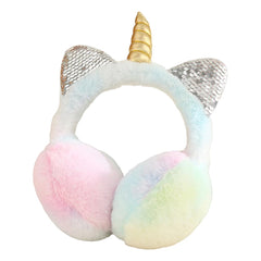SYGA Winter Fashion Lovely Unicorn Horn Gold Earmuffs Plush Ear Cold protection Suitable for 10 Years above