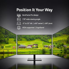 Acer B277U GB 27 inch WQHD (2560x1440) IPS Monitor | ErgoStand Tilt Swivel Pivot Height Adjust | 120Hz AdaptiveSync |TUV Low BlueLight | Strong Sturdy Design | HDMI DP Audio Out | Speakers I Black