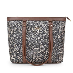 ADISA Women's Office Laptop Handbag Large Printed Shoulder Bag (ADW4087-BLA-ORA)