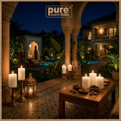 Pure Source India Paraffin Wax Scented Pillar Candles for Home Decor Smokeless & Dripless Candle (Rose - Red) Set of 3.