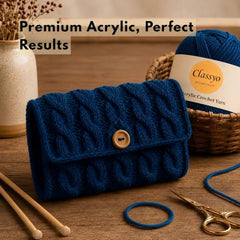 Classyo Acrylic Yarn for Crocheting (100gms x 1 Ball, 4ply) | Soft Wool Crochet Thread | Acrylic Hand Knitting Yarn | Wool for Crochet | For Sweater, Scarf, Hat, Baby Clothes, Purse, Gift Bags and DIY Crafts (Butter, Pack of 1)