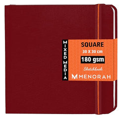 MENORAH - Artist Square Sketch Book - 180 GSM - Square Drawing Book - (100 Pages/50 Sheets) - Hard Metal Spiral Bound - (15.0 cm x 15.0 cm) - Pink