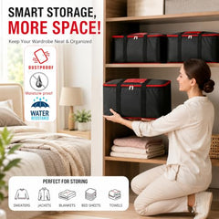 Storite 2 Pack Moisture Proof Nylon Underbed Storage Bag For Clothes Large | (54 x 46 x 28 cm) - BlackRed, Rectangular
