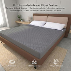 Ayka 100% Waterproof King Size 78x72 inch Cotton Quilted Mattress Protector Breathable Hypoallergenic Noiseless Ultra Soft Elastic Fitted Bed Protector Mattress/Bed Cover (Grey, King (78 * 72”))
