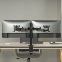 WE CLEVER Heavy duty Dual monitor stand Mount, Height Adjustable desk C clamps & Mounting holes, Full motion Tilt & Swivel Monitor Arms, For 13" - 30 inches computer screens 20kg Each arm (Black)