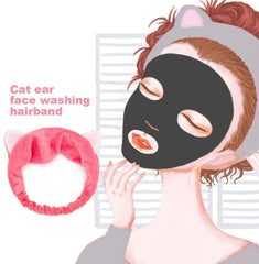 MOMISY Elastic Lovely Hair Band Wash Face Spa Headband-Washable Facial Band Makeup Wrap Headbands for Women (Red White)