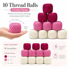 Crochet Cotton Thread Yarn Combo, 10 Rolls for Knitting, Crochet, Embroidery and Craft Making, Soft Decorative Thread for Handmade DIY Projects, Yellow & Green