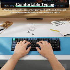 Keychron B35 Wireless Keyboard, 2.4 GHz/Bluetooth 96% Layout Keyboard with Numeric Keypad Silent Typing Launcher Support Ergonomic Angle Compatible for Mac Windows Linux