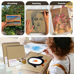 Lakeer Kraft Sketchbook - A4 Size, 250 GSM-25 Sheets, for Sketching, Drawing, Painting, etc - Landscape
